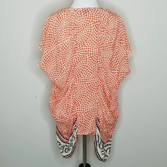 Tolani Boho Orange Mosaic Print Silk Top S - Picture 4 of 7